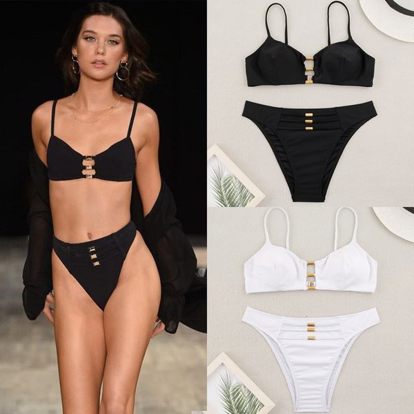 

solid bikini 2020 rings wholes swimwear women bathing suits green pink swimsuit ladies beach tunic bikini set, White;black