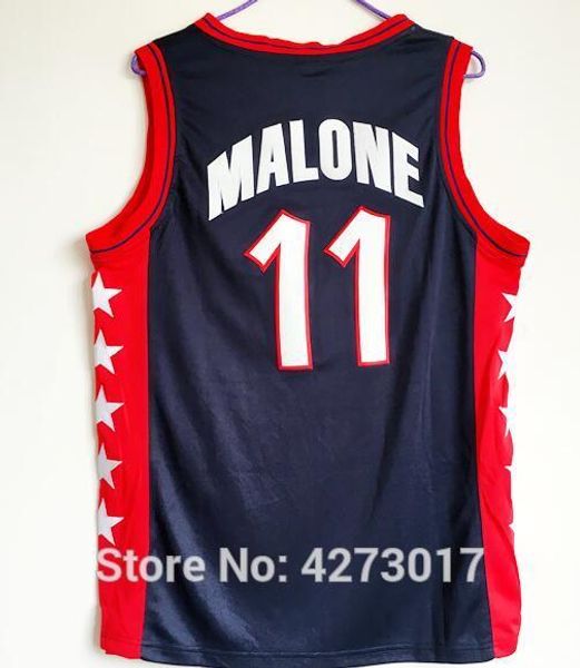 

#11 karl malone team usa vintage basketball jerseys, men customized embroidery and jersey ncaa, Gray