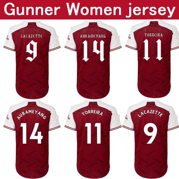 

women gunner home red soccer jersey20/21 pepe nicolas girl gunners soccer shirt 2021 guendouzi sokratis lady customized football uniforms, Black;yellow