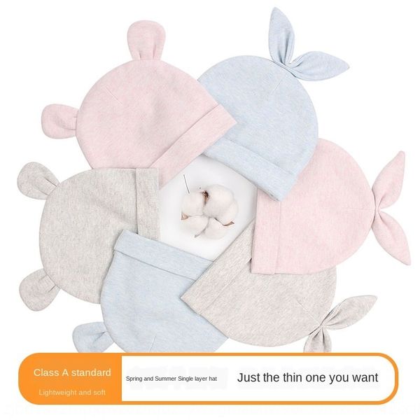 

pure fetal baby cap cotton newborn hat 0-2-4 months old single thin men's and women's baby hat cute summer baby's tire cap, Blue;gray