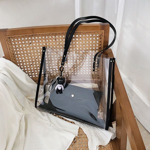 

summer transparent big bag female 2020 popular new wild large capacity fashion shoulder bag jelly