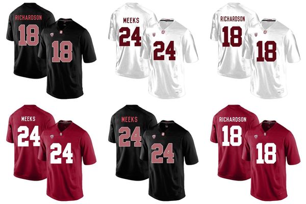 

factory outlet- new stsnford richardson 18 meeks 24 college football jersey stitched size s-3xxl, mix order football jerseys, Black;red