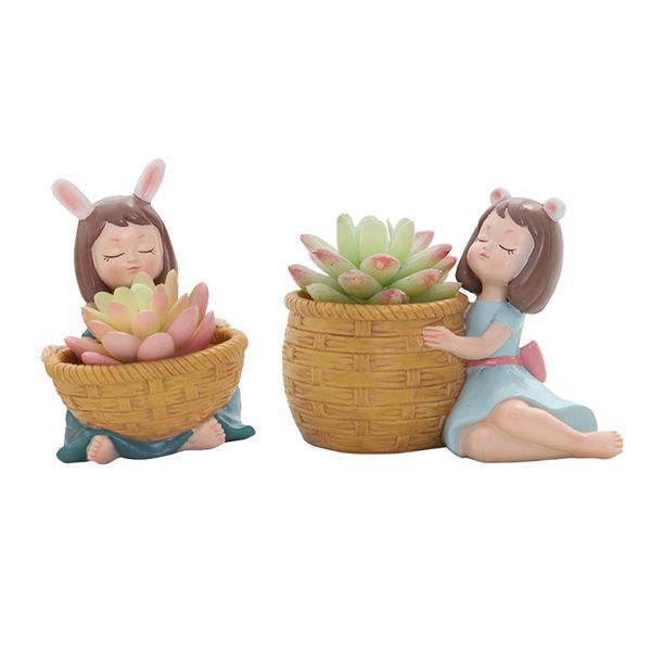 

2шт симпатичные горшок смола сочной плантатор кактус pot garden home decor