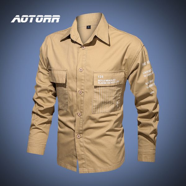 

men cargo shirts 2020 brand autumn spring mens long sleeve shirt casual slim fit male streetwear chemise homme, White;black