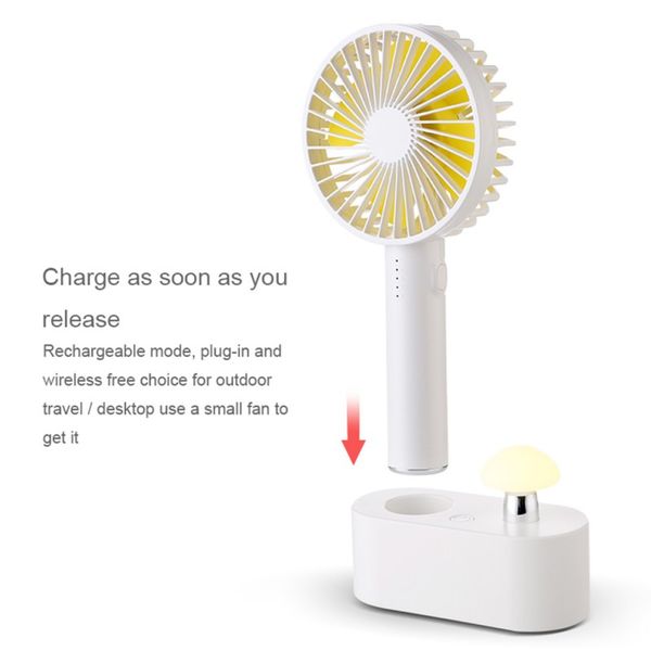 

mushroom light portable fan 5 speed natural wind usb rechargeable handheld air cooler fan personal air conditioner nice