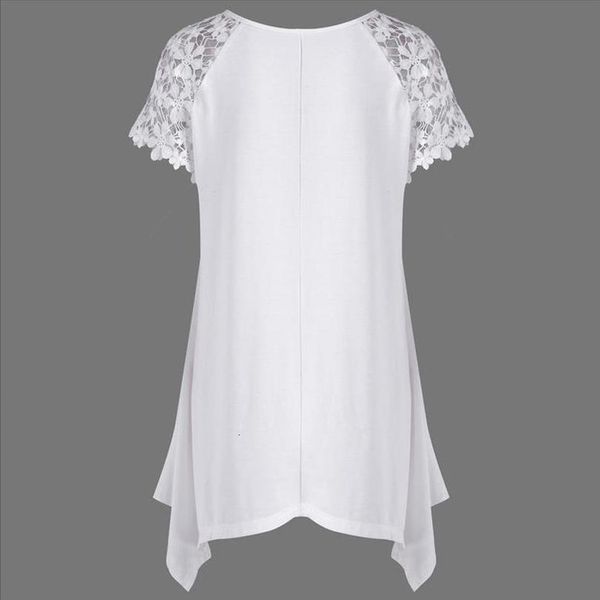 

мода лето блузка женщины уравновешивания шнурка нерегулярное o шеи tee crew neck top lady рубашка с коротким рукавом повседневная блузка лет, White