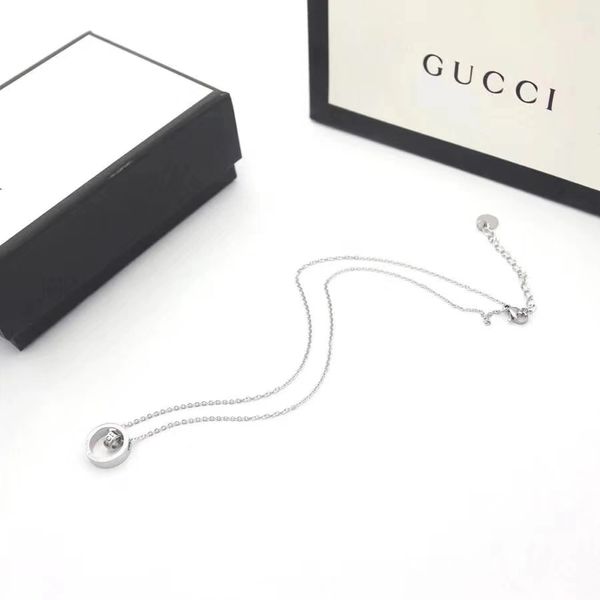 

99luxury brand gÃ»ccÃ¬ new designer jewelry women's pendant necklace gold chain elegant classic necklace with box, Silver