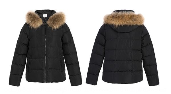 

off-seas down jacket casual long-sleeved short hoodie black down jacket for women