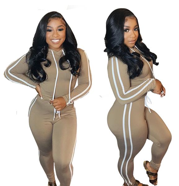 

solid color autumn womens tracksuits hooded sport casual womens designer 2pcs long sleeve pullover slim ladies two piece outfits, Gray