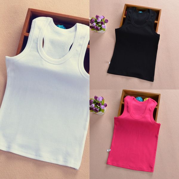 

children's i-shaped cotton girl's camisole summer sleeveless base vest vest girl's korean-style t-shirt outer wear base, Blue