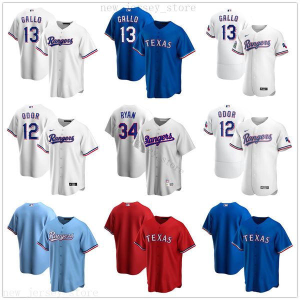 

2020 new seasons style baseball 13 joey gallo jerseys stitched 12 rougned odor 34 nolan ryan jersey blue royal alternate white home, Blue;black