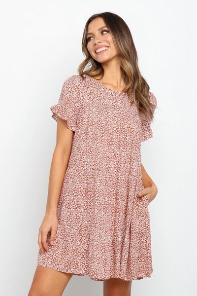 

2020 New women short sleeves printed casual printed dress for summer