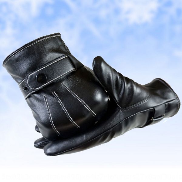 

slx9c imitation leather men' bicycle gloves bicycle winter outdoor warm washed leather pu cycling three-track rib full palm 360 touch, Blue;gray