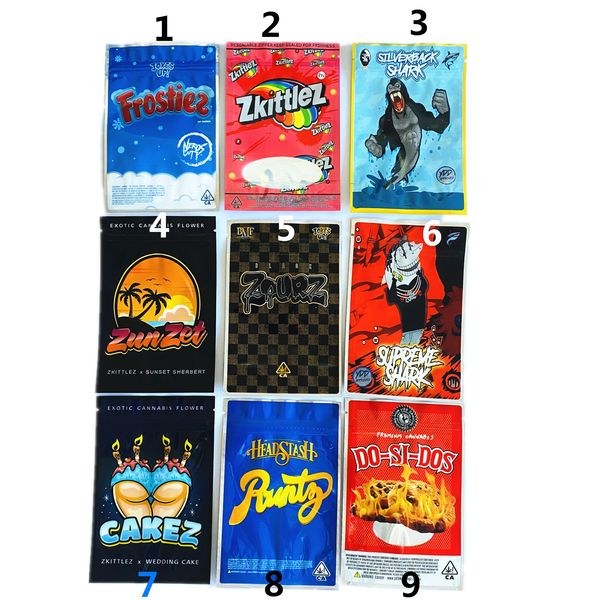 

Joke's UP 3.5g Mylar Bag New Sharklato SilverBack Shark Cakez Zunzet Zkittlez Dosidos Black Zourz Headstash Runtz Smell Proof Packaging Bags