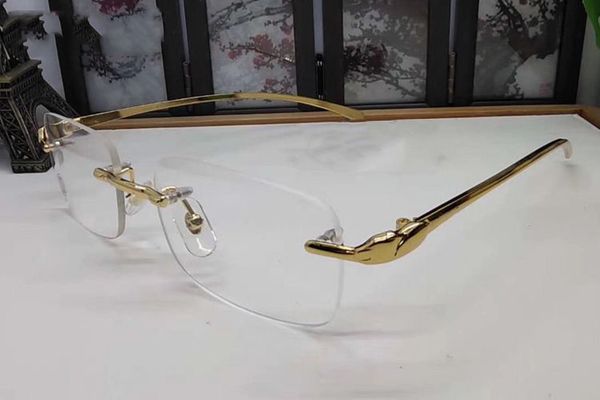 

rimless men sunglasses vintage shade fashion gold silver leopard head sunglasses optical frames women eyewear with box, White;black