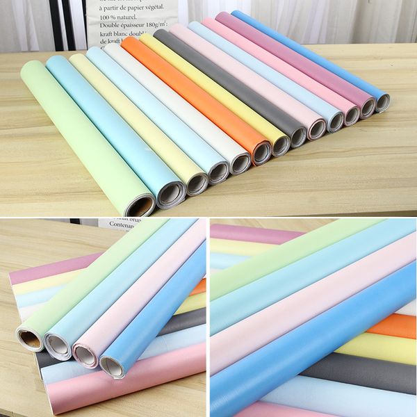 

0.6x3m thick solid color wallpaper kids bedroom vinyl self adhesive matte decorative film furniture pvc waterproof wall stickers