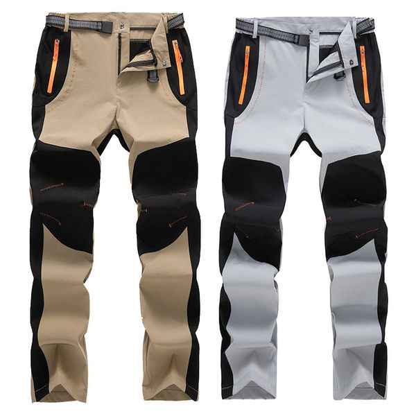 

outdoor men elasticity quick dry hiking pants ultra-light climbing travel camping uv malel waterproof fishing trousers, Black;green