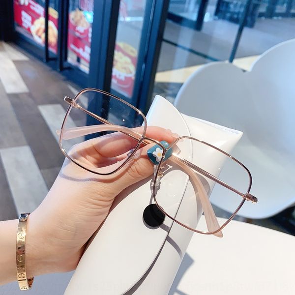 

internet celebrity with ins street sbig face thin frame female korean myopia plain light glasses large frame glasses female, Silver