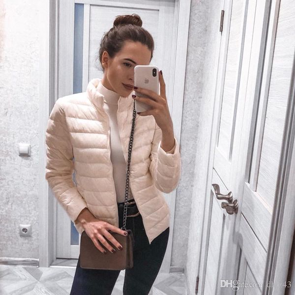 

autumn winter light down jackets women 2018 solid long sleeve warm coats chic parkas high-quality fitness down jackets femalemx190924, Black