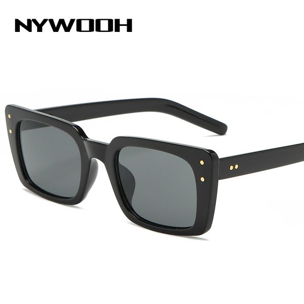 

nywooh vintage rectangle sunglasses for women men brand design retro shades sun glasses small square eyewears uv400, White;black