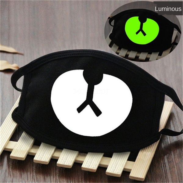 

triple white monkey mouth mask reusable cartoon print cubrebocas con sonrisa ultraviolet proof washable running riding bike beidiensport #94, Black
