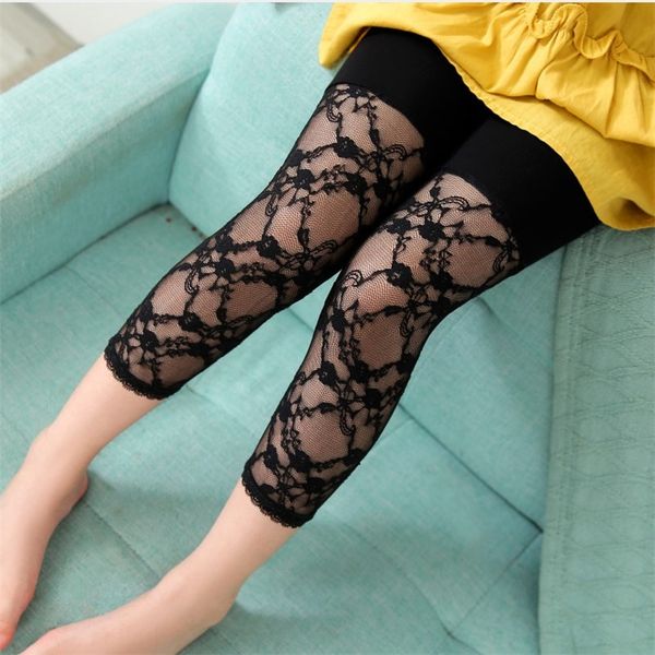 

of6s5 girls children's shorts tightsthin 2019 new capri girlsleggings children's shorts tight tight pants lace tightsthin lace leg, Blue