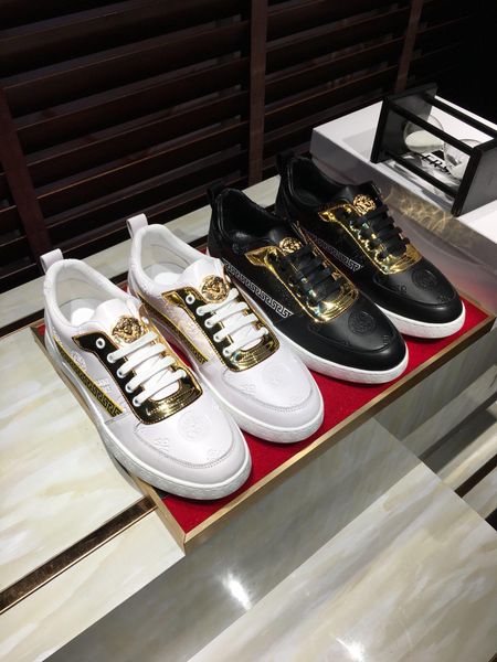 

2020o новых людей неподдельной кожи на открытом воздухе повседневная обувь большого размера моды диких шнурках кроссовки с низким верхом удо, Black