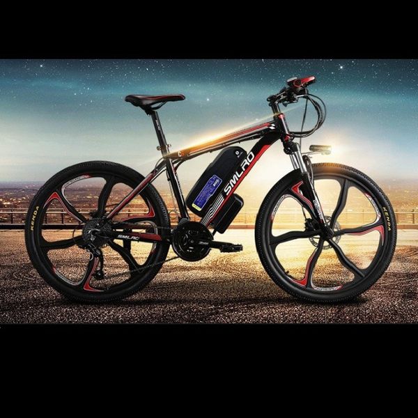 

electric lithium smlro mountain motor-driven bicycle battery fat bike 26 inch 48v 10ah 500w 27 speed bicicleta electrica qicycle, Silver;blue