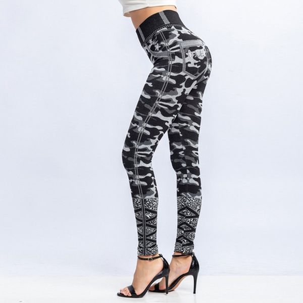 

new women imitation jeans leggings pants stretchable slim fitness leggings faux denim jeans high hips sports pencil pants casual, Black