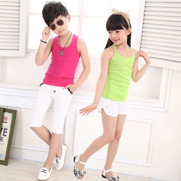 

2020 нового слинг слинг жилет рубашки детского жилет хлопок летом детской личность сплошного цвета базовой рубашка, Blue