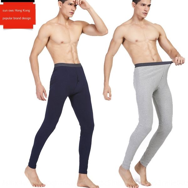 

men's warm cotton leggings warm tight tight thin solid color autumn pants solid color men's underwear single pants, Black;white