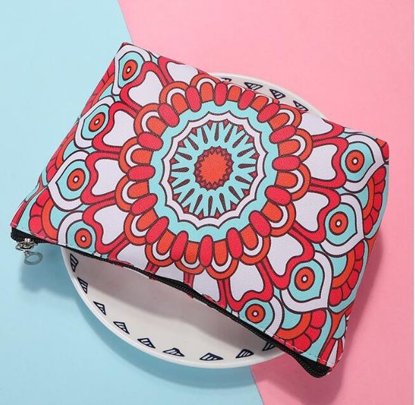 

3pcs 2020 new women geometric printed canvas multifunctional makeup bag zipper toilertry organize storage pouch
