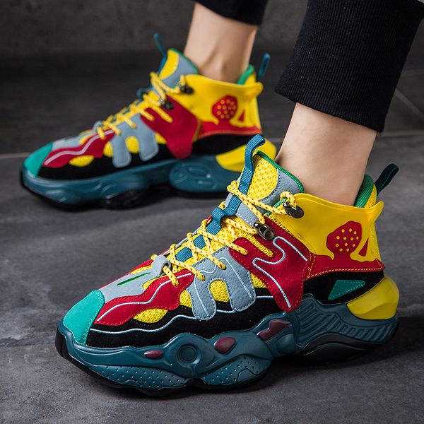 

mens mesh breathable match colors lace up sneakers shoes boys sport casual athletic korean styles 3styles 2020 new, Black