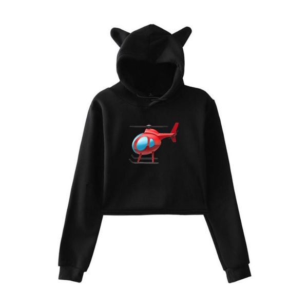 

new 2020 tony lopez merch elicopter hoodies women cat ears print exposed sweatshirts hooded sweatshirt tracksuit, Black