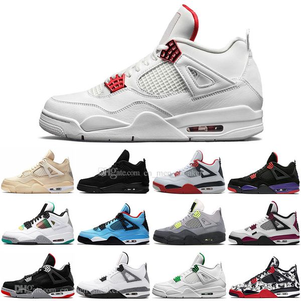 

2020 sail 4 4s black cat white cement what the bred mens basketball shoes cactus jack se 95 neon men women sports sneakers, White;red