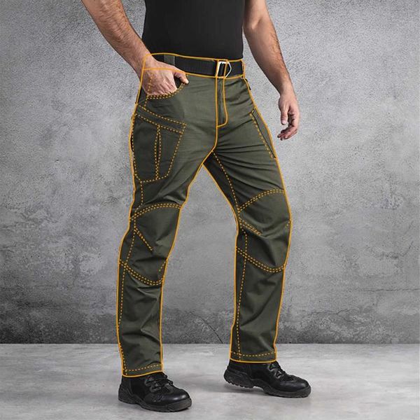 

new trend tactical pants men casual army style cargo pants many pockets trousers joggers camouflage man clothing, Black
