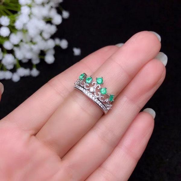 

colife jewelry 925 silver crown ring for young girl 5 pieces 3mm natural emerald ring sterling silver emerald crown ring