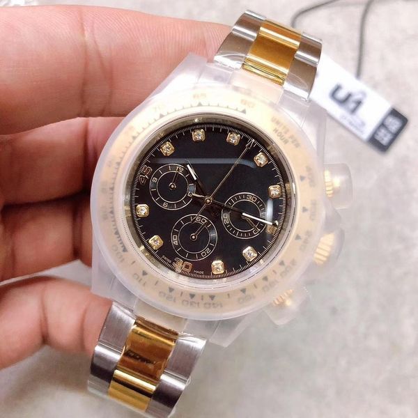 

u1 mens watch automatic mechanical ceramic bezel spphire stainless steel gold wristwatch 116503 116523 116520 montres de luxe, Slivery;brown