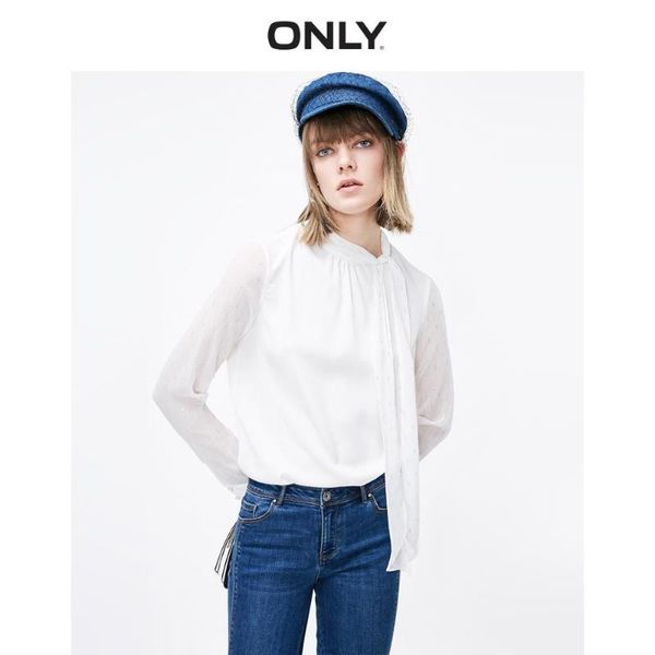 

только женщины в белом с длинными рукавами шифон рубашка | 119251506, White