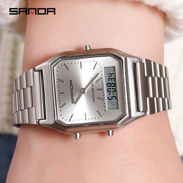 

high-end new popular mens business quartz watch simple mens watch fashion retro steel belt watch, Slivery;brown
