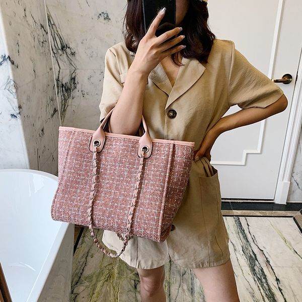 

fashion woolen tote 2020 new contrast color women's fashion large hand shoulder strap handbag capacity portable shoulder chain bag