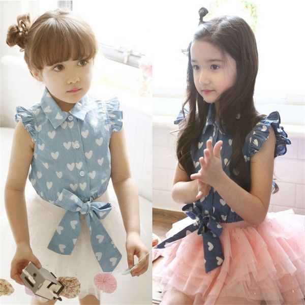 

eldmm 2019 summer children's tong chen shan tong chen shan jacket children's shirt korean style girls' cotton denim flying sl, White;black