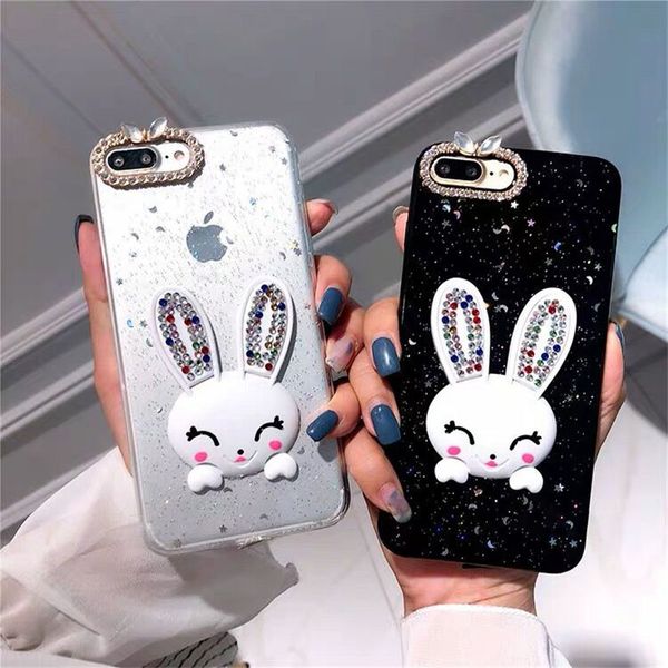 

suitable for samsung s10 rhinestone dripping glue cute rabbit bracket phone case