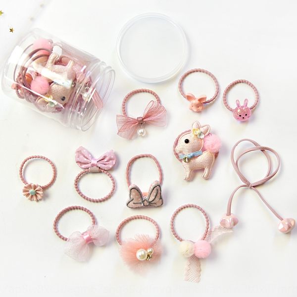 

new children's jewelry set korean cute baby rubber high rubber band band hair rope elastic hair rope, Slivery;white