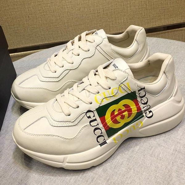 

womens shoes sports sneakers with box fashion casual shoes lace -up fitness zapatos de mujer sale luxury design womens shoes rhyton sneaker, Black