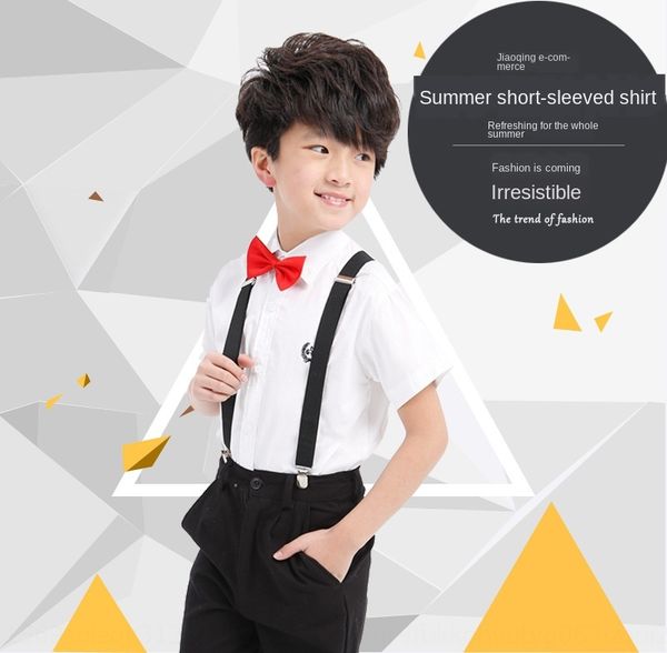 

korean cs clothing children's clothing summer new men's and children's shirt short-sleeved shirt, White;black