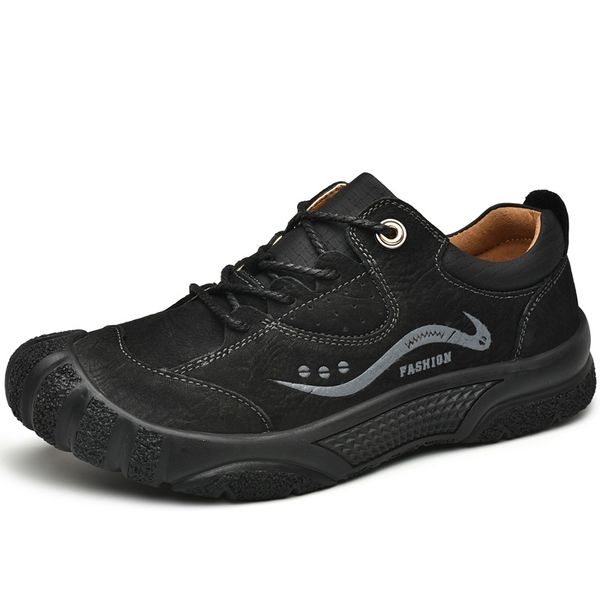 

brand new men casual shoes spring genuine leather thick buttom wear-resistant shoes british style men's fashion sneaker shoe *, Black