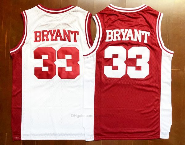 

ship from us # lower merion 33 bryant jersey college men high school basketball all stitched size s-3xl quality, Black;red