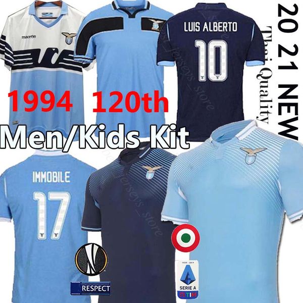 

1994 lazio retro soccer jersey 2020 2021 football shirt luis alberto camiseta de fÃºtbol immobile sergej maillot de foot 120th kit uniforms, Black;yellow