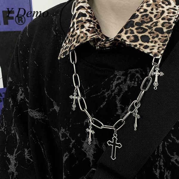 

gothic punk design women cross necklace women pants chain accessory, Silver